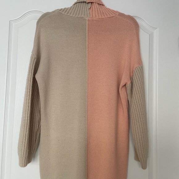 Two Tone Turtle Neck Sweater Dress - Picture 6 of 7